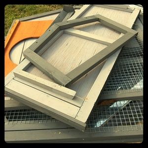 A chicken coop and a cage